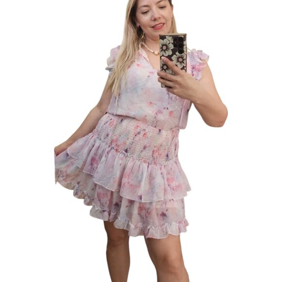 TCEC Size L NWT Bsbydoll Mini DRESS Frills, Whimsy, Floral, Coquette - Picture 1 of 9